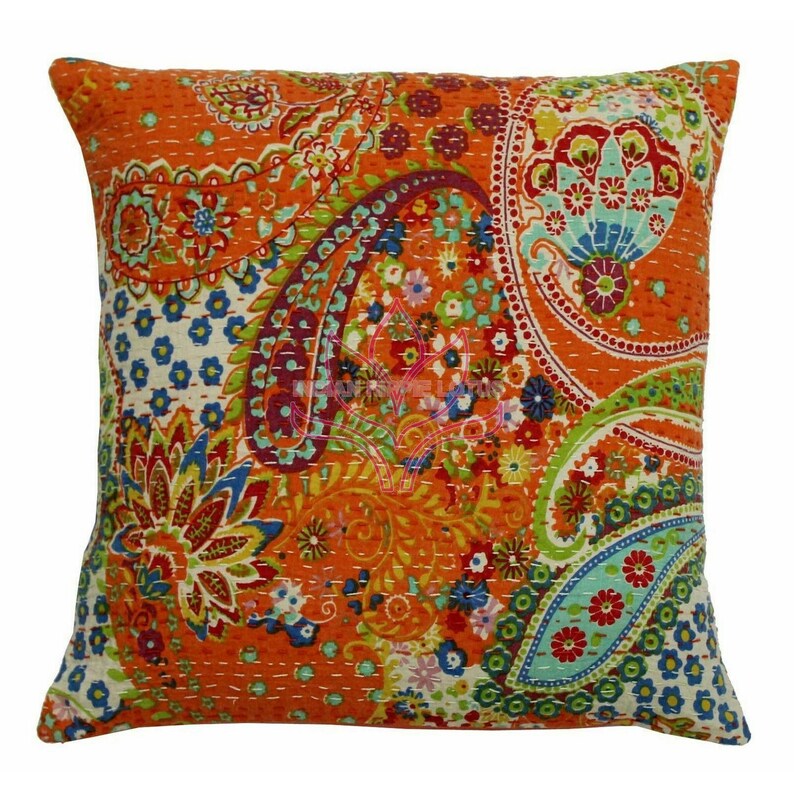 Indian Decorative Pillows Kantha Cushion Covers Sofa Cushions Etsy