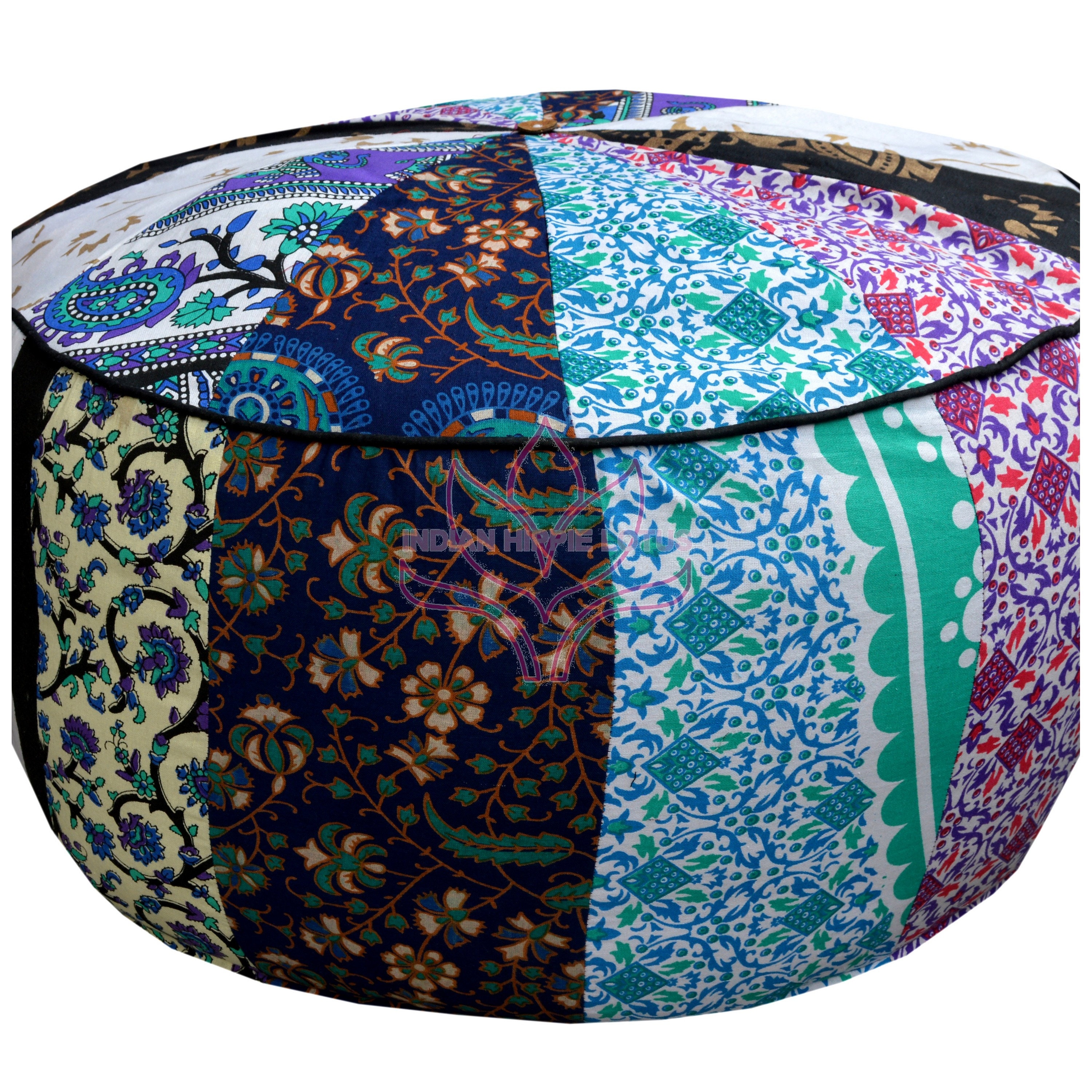 Cotton Ottoman Pouf Stool Round Seating Pouffe Cover Furniture Etsy