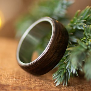 Bentwood Ring with stainless steel, Men&#39;s handmade wooden ring, Ebony wood ring