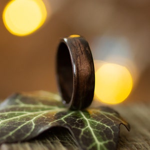 Ebony wood ring, Handcrafted 5 year anniversary ring, Bentwood ring ebony