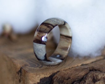 Birch ring, Handcrafted Wooden Rings Infused with Epoxy and Birch
