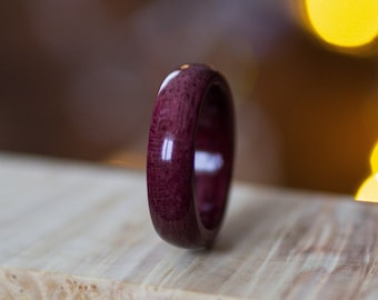 Amaranth wood ring, Beautiful purple ring, Handmade Happy Valentine Day gift