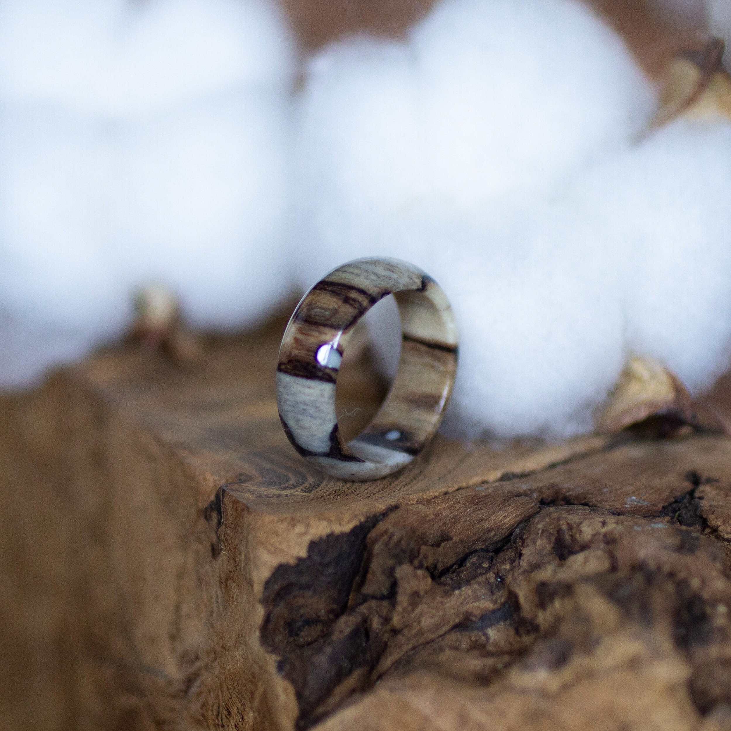 Birch ring, Handcrafted Wooden Rings Infused with Epoxy and Birch