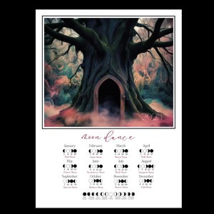 2025 Lunar Calendar: Moon Phase Art, Witchcraft Rituals (Digital Download)