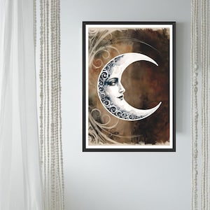 Crescent Moon Art Print: Lunar Magic Wall Decor (Digital Download 8x10&quot;)