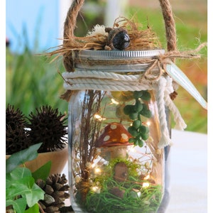 Mushroom Terrarium Jar, Mushroom Ornament Christmas, Fairy Terrarium. 