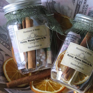 Money Manifestation Kit / Manifest Abundance & Wealth / Crystal Prosperity Spell Jar / Law of Attraction / Alter Tools / Living Well Energy