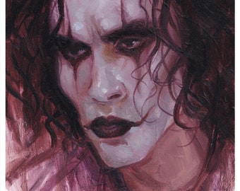 The Crow Giclee Art Print, gothic art, wall art, gothic art, horror art, gothic art print, brandon lee, black and white art print lee