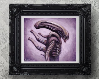Xenomorph Art Print - Alien art print, alien fanart, hr giger, Xenomorph art, horror art print, horror movies, pastel goth art
