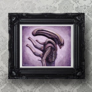 Xenomorph Art Print - Alien art print, alien fanart, hr giger, Xenomorph art, horror art print, horror movies, pastel goth art