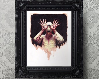 Pale Man Giclee Art Print, Pan's Labyrinth, darkart, gothic print, horror art, dark art print, gothic painting, Guillermo del toro