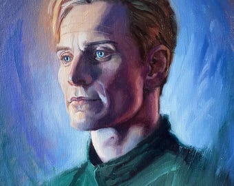 David 8 - Michael Fassbender Original oil Painting on Canvas Board, prometheus alien covenant