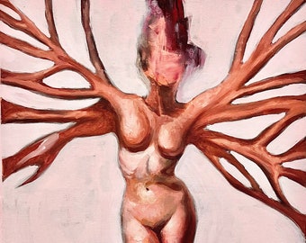 Original Oil painting, Body horror, surrealism, dark surrealism, dark art, figurative, gothic painting, horror painting, illustration