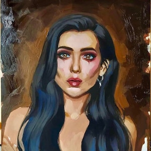 Original female oil portrait on panel, figurative, portraiture art, contemporary art realism, woman, wall art, original art