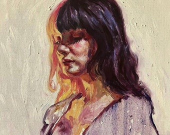 Original Female Portrait Oil Painting on Canvas 50x60cm, woman portrait, portraiture, contemporary art, impressionism, modern art, wall art