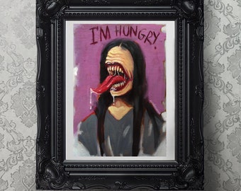 I'm Hungry horror Giclee Art Print , dark art, horror art, dark art print, horror art print, gore art, pastel gore, gothic home decor