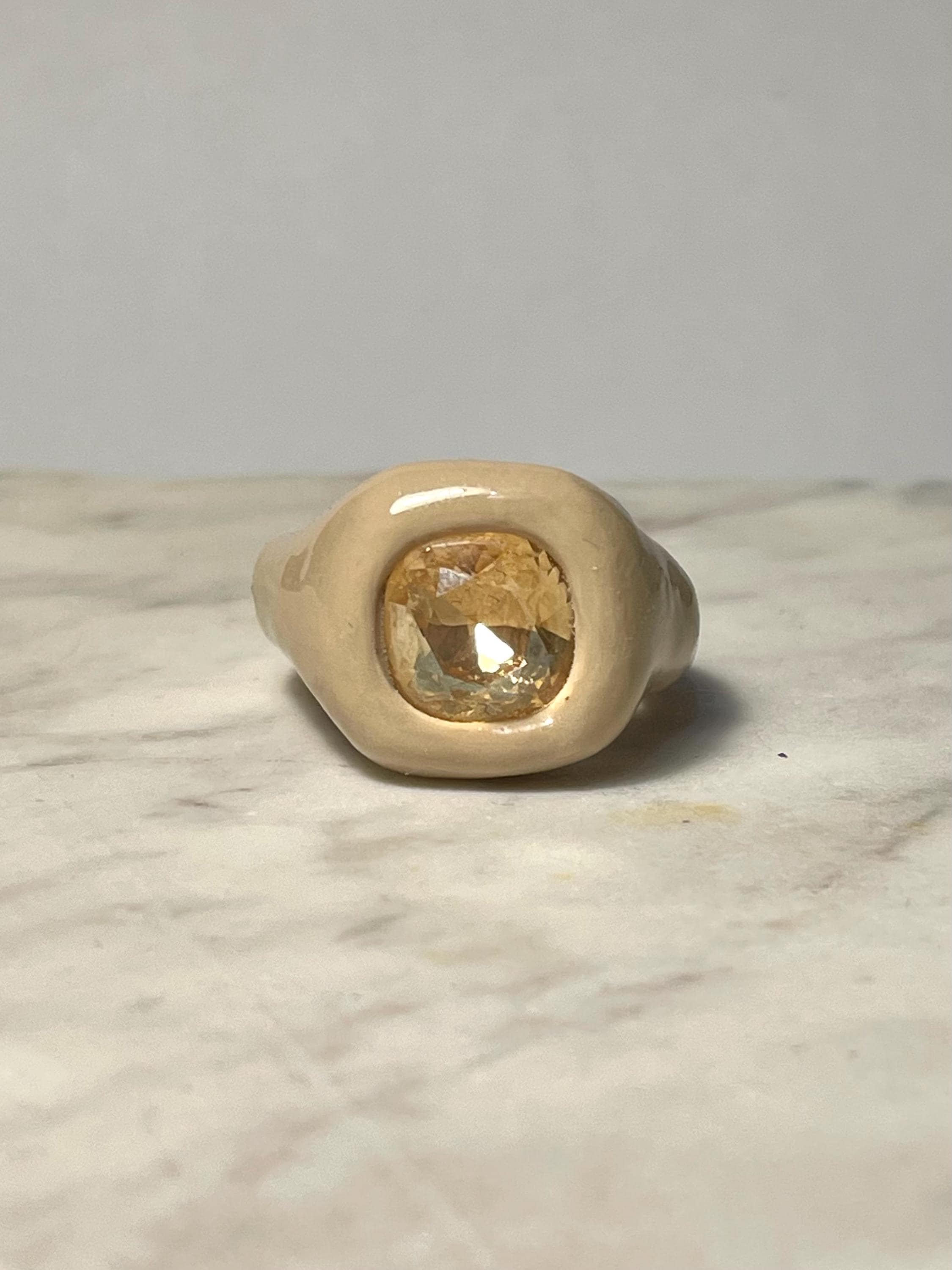 Polymer Clay Ring With Crystals - Chunky Fashion Statement Rings ...