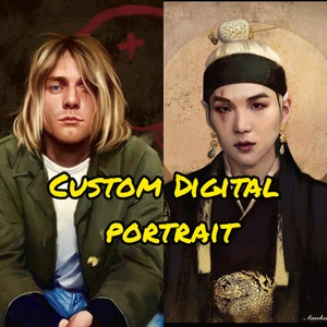 Custom Digital Portrait Painting from Photo, fanart, tim burton, movies, fictional characters, bts commission, custom painting