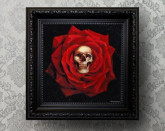 Bloom dark Giclee Art Print, gothic art print, dark illustration, gothic painting, dark surrealism, skull art print, macabre art