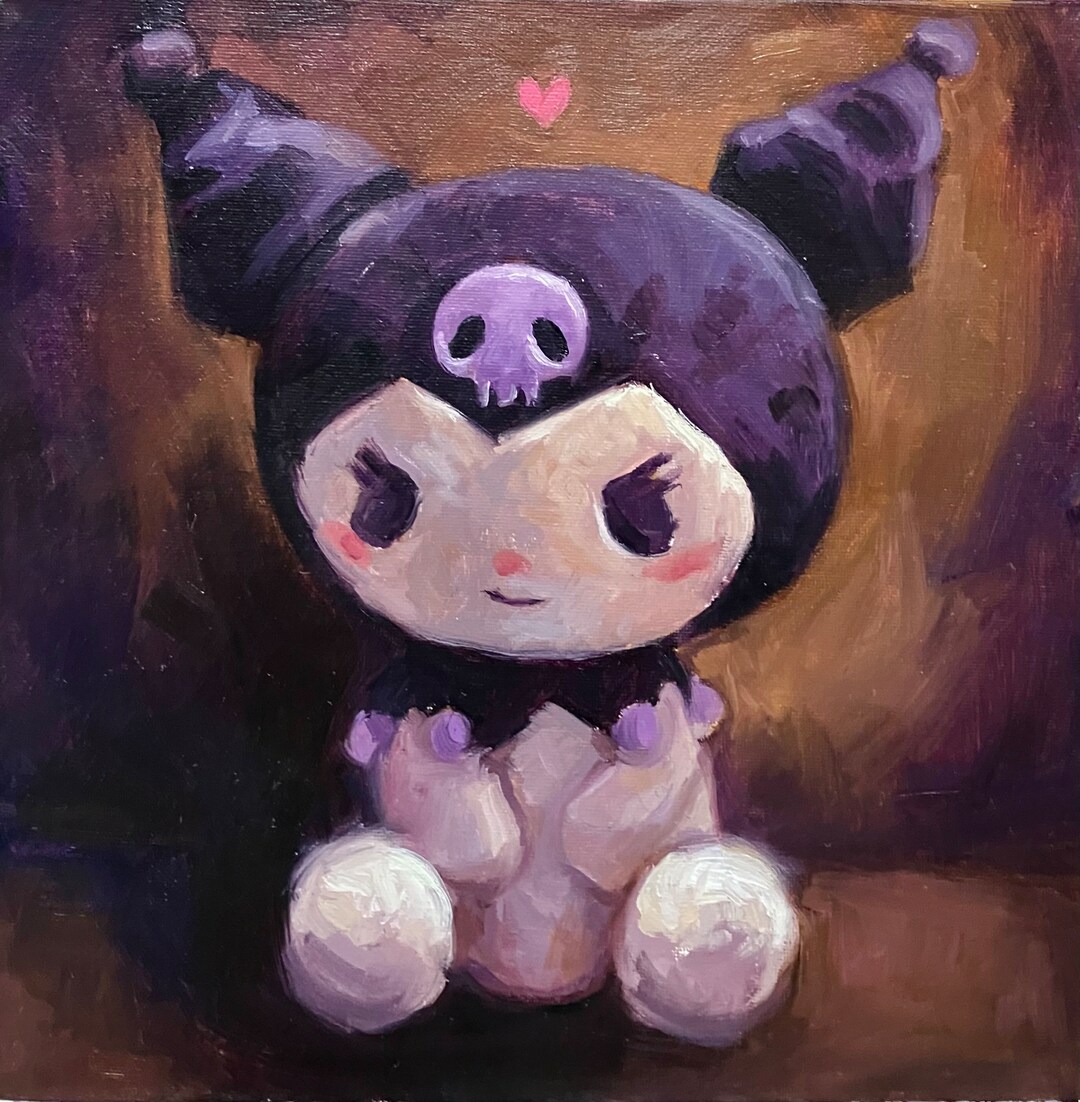 Original Kuromi Oil Painting Illustration 30x30cm on Canvas Panel, Sanrio, Kawaii Art, Gothic ...