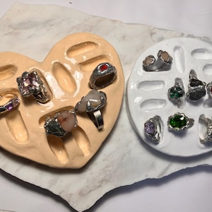 Clay Ring Holders, handmade pottery air dry clay kawaii dish trinket tray for jewelry ceramics