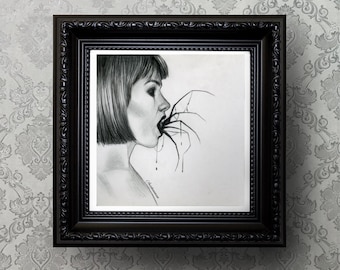 Gothic Giclee Art Print, gothic art, wall art, gothic art, horror art, horror art print, horror manga, black and white art print