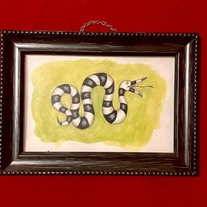Original Beetlejuice Sandworm Giclee gouache painting, tim burton art wall decor dark art print halloween art gothic art print, gothic decor