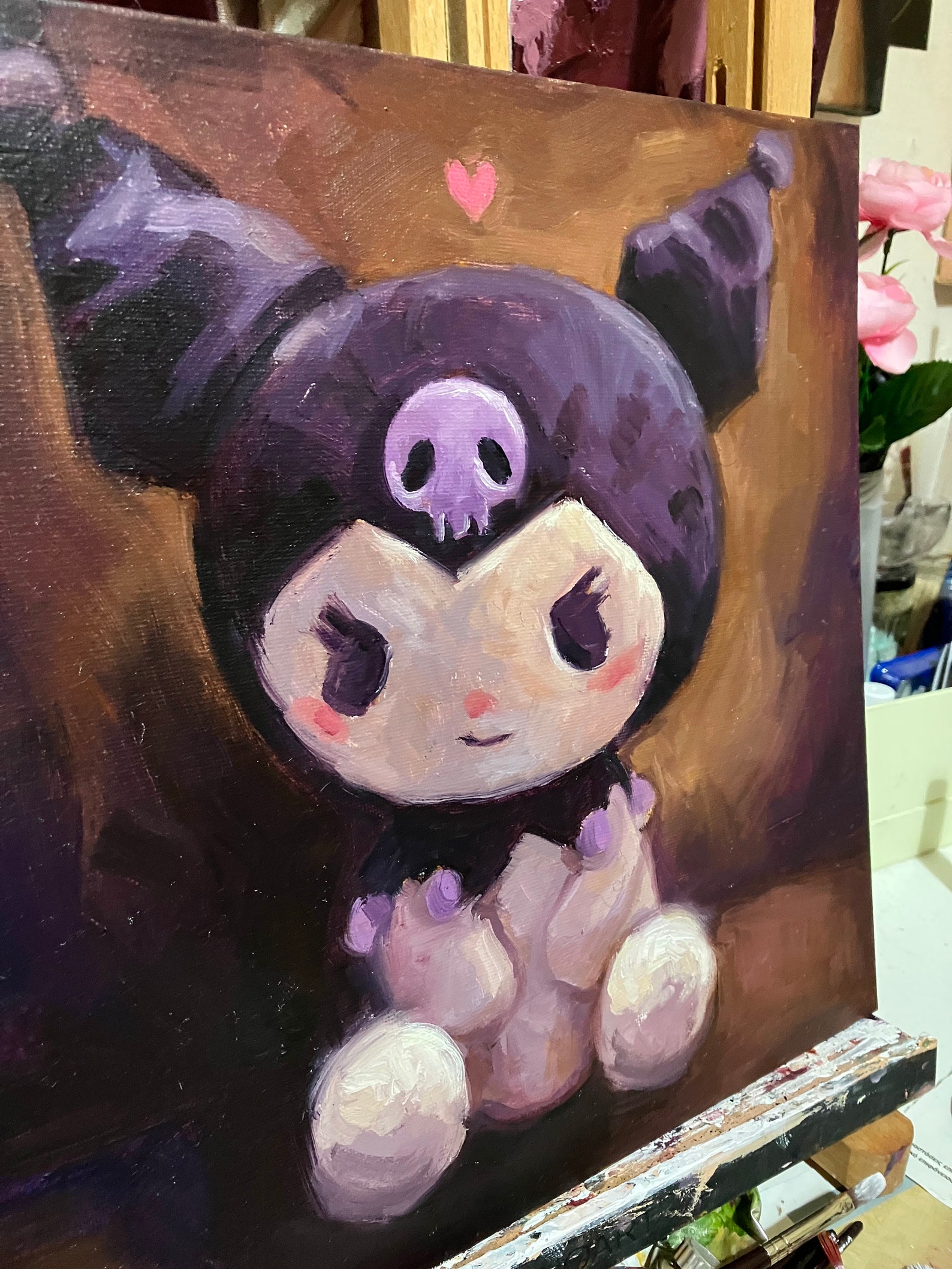 Original Kuromi Oil Painting Illustration 30x30cm on Canvas - Etsy