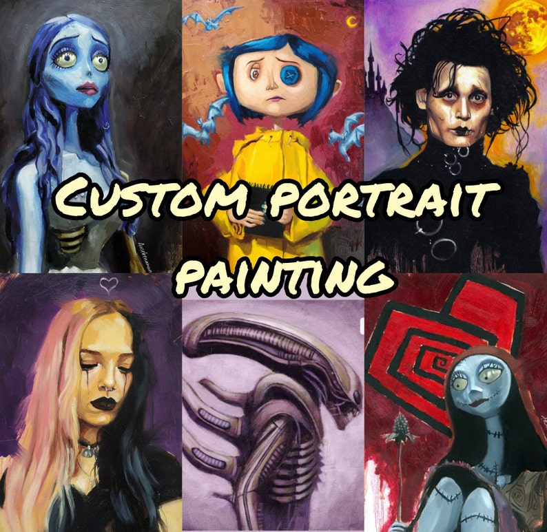 Custom Portrait Painting from Photo on Canvas or panel, fanart, tim burton, movies, fictional characters, cartoon, anime etc. .br Custom Portrait Painting from Photo on Canvas or panel, fanart, tim burton, movies, fictional characters, cartoon, anime etc. .br