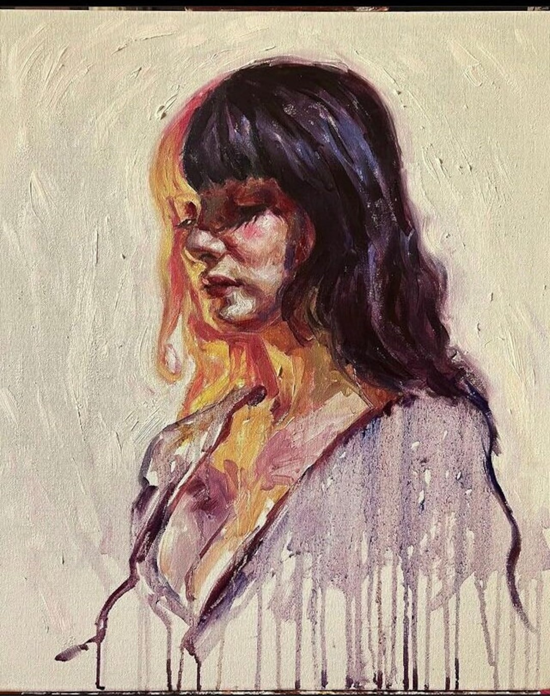 Original Female Portrait Oil Painting on Canvas 50x60cm, Woman Portrait ...