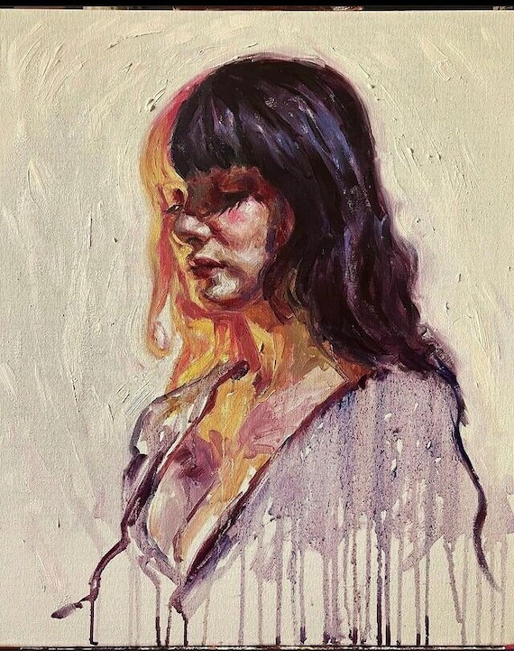 Original Female Portrait Oil Painting on Canvas 50x60cm, woman portrait, portraiture, contemporary art, impressionism, modern art, wall art
