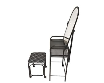 Vintage Mid Century dressing table Metal table with revolving  mirror and stool on wheels