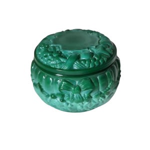 Bohemian Art Deco Glass Jewelry Box, Czech Schlevogt Ingrid Dose image 1