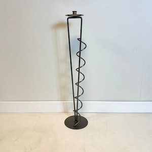 Vintage Postmodern floor candlestick with spiral