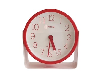 Vintage Prim Table Clock: Space Age Decor, Czechoslovakia 70s