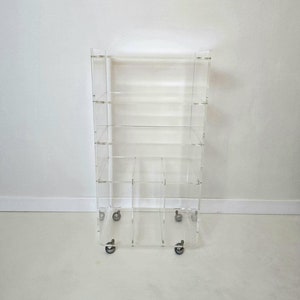 Vintage Mid Century Lucite Plexiglas Hi-fi rack with vinyl record holder 1970s