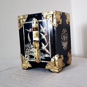 Vintage Chinese Jewelry Box Antique Jewelry Box Drawer Jewelry Organizer Large Trinket Box Wooden China Jewelry  Box mother of pearl inlay