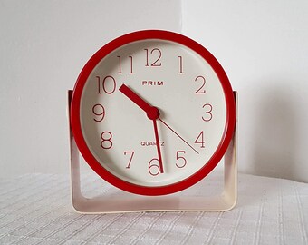 Vintage Prim Table Clock, Czechoslovakia 70s