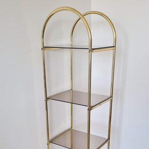 Vintage Hollywood Regency shelving rack with smoky glass 80s