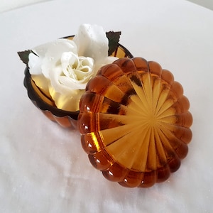 Bohemian Art Deco Amber Glass Powder Can Dose Schlevogt Hoffmann Excellent condition
