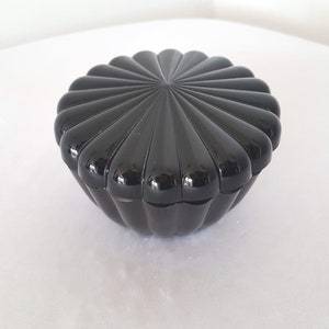 Bohemian Art Deco Opaque Black Glass Powder Can Dose Schlevogt Hoffmann Excellent condition