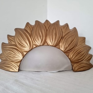 Vintage  ceramic  and mat glass wall/ table lamp Gold Sun Made in Italy