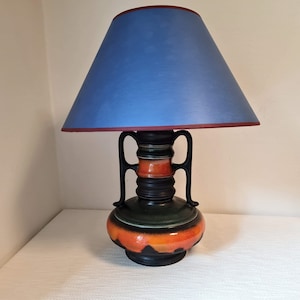 Vintage big table lamp Hand made Fat Lava Herda GDR design 70s