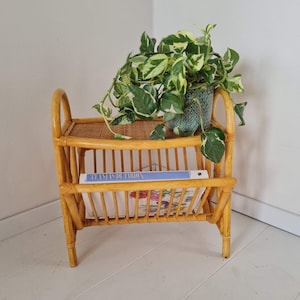 Vintage Mid Century bamboo Rattan magazin holder 80s
