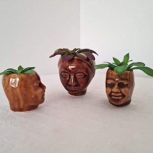 Vintage Mid Century set of 3 small ceramic vases design 70s