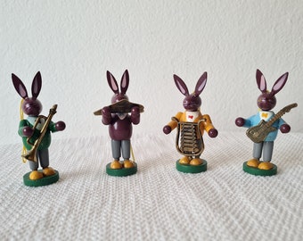 Vintage Erzgebirge Easter Bunnies, German Folk Art Decoration Set