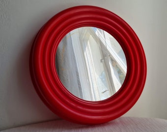 Vintage Pop art Memphis Milano style wall mirror in a plastic frame