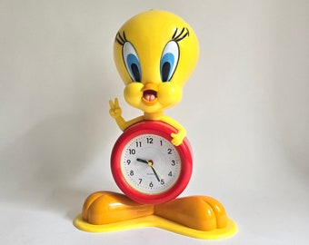 トゥイーティー、時計、卓上時計、フィギュア、レトロ ヴィンテージ 1980年代 トゥイーティーバード 目覚まし時計：希少な