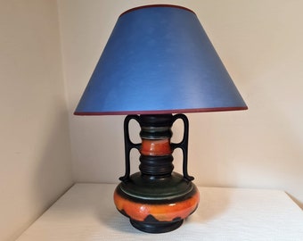 Vintage big table lamp Hand made Fat Lava Herda GDR design 70s