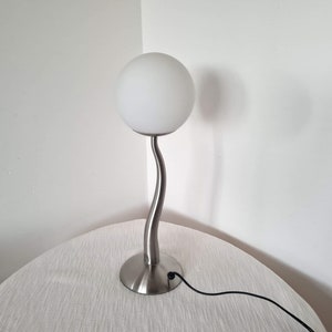 Vintage squiggle glass and  metal table lamp